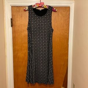 Old Navy Sleeveless Swing Dress Black Geometric A-Line Stretchy Sz Large